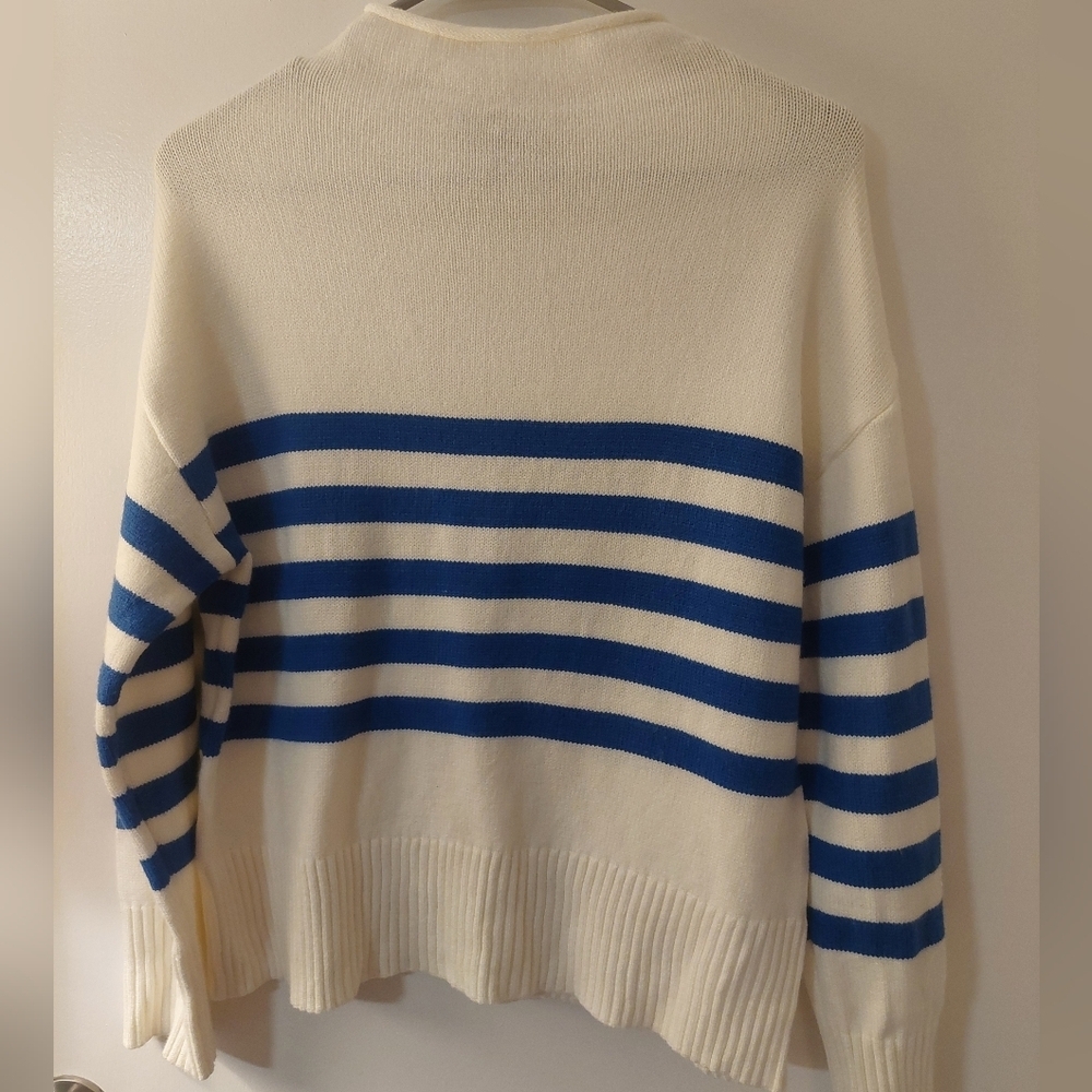 Truth Women's Sweater with Blue and Cream Stripes